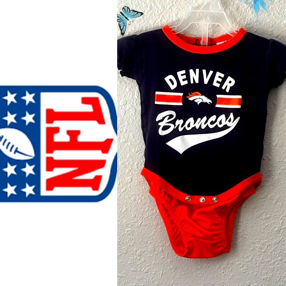 🏈Girls NFL Denver Broncos Infant Bodysuit in Navy and Orange
